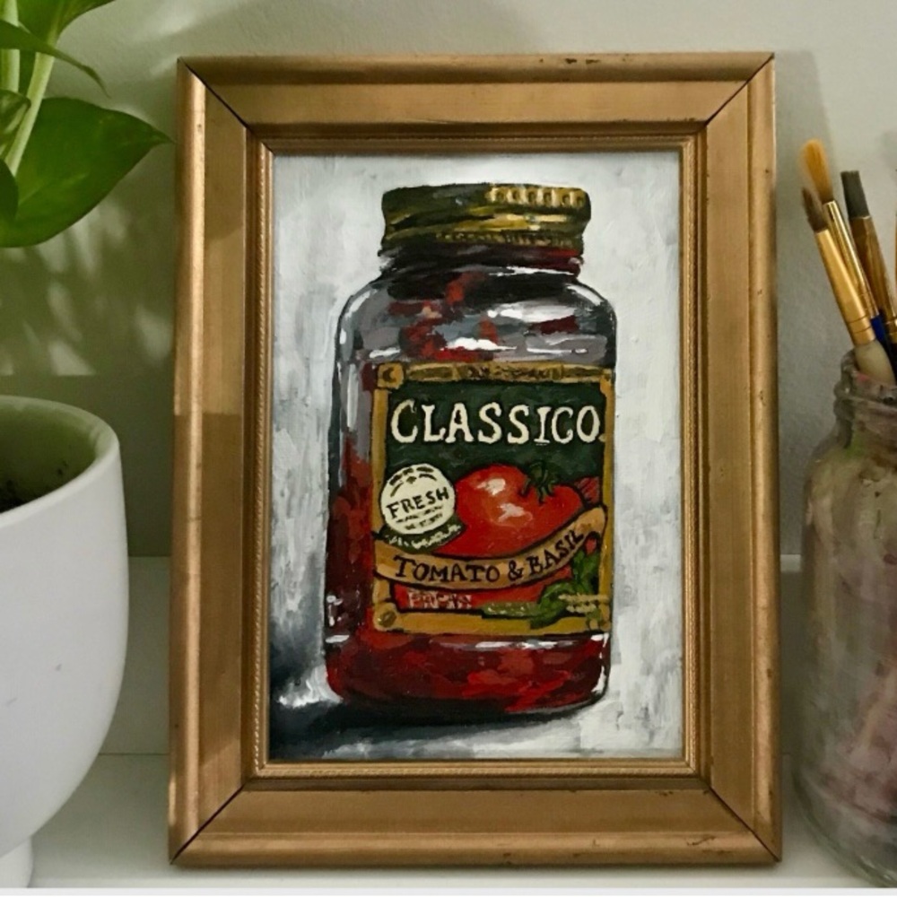 Original painting Classico Tomato & Basil Jar Painting by me